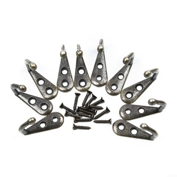 10Pcs Wall Door Metal Antique Hooks Single Prong Hook Coat Hanger Key Holder 10Pcs Wall Door Metal Antique Hooks Single Prong Hook Coat Hanger Key Holder